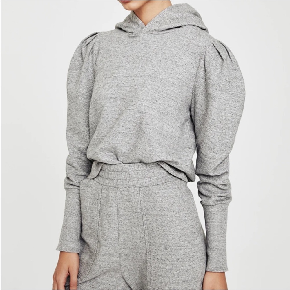AG Jeans Walker Puff-Sleeve Hoodie in Gray size Medium but runs Small!